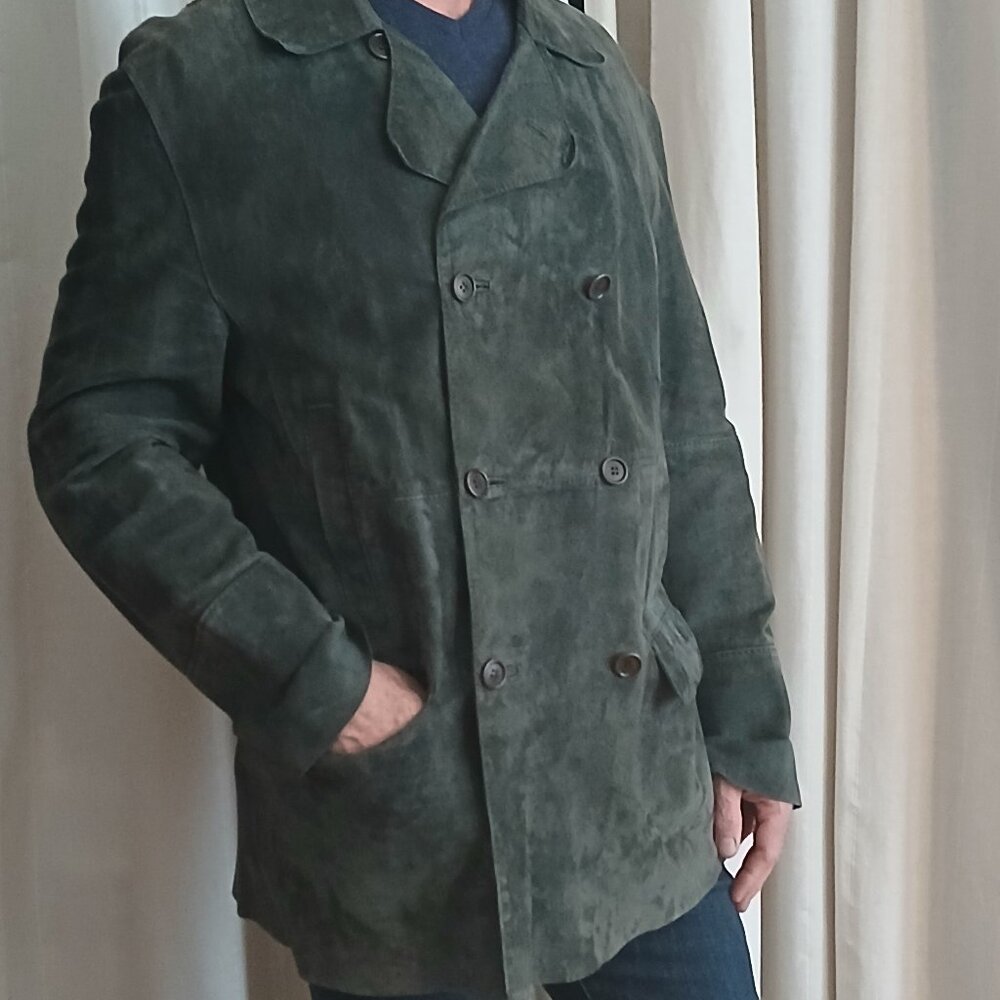 FERRE STUDIO Olive/ Moss Green Suede Jacket  - M